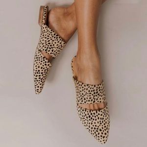 Leopard print cut-out flat mules as 9